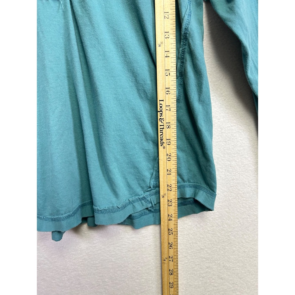 ZENANA Teal Long Sleeve Henley Button Up Casual Tunic Top Size L - Picture 8 of 9